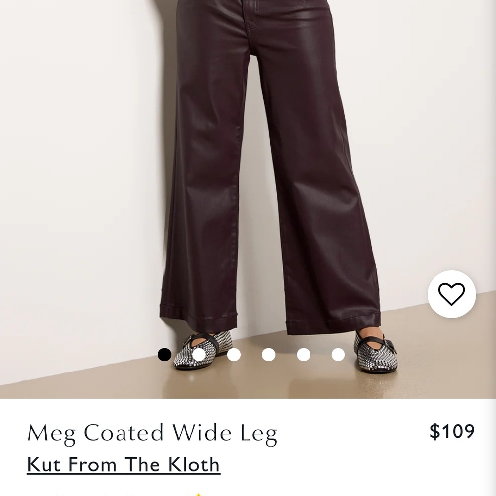 Kut from the Kloth Meg Coated Wide Leg Pants - Dark Burgundy